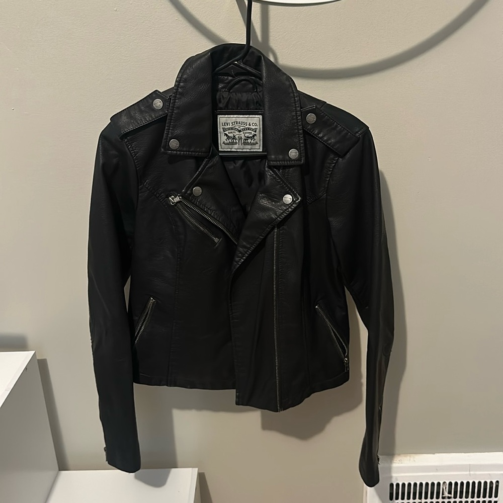 Levi faux leather jacket, size Small. Like new.